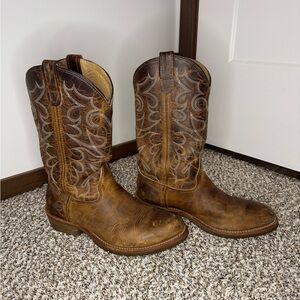 Double H Men’s Western Work Boots Brown Distressed Leather Made USA Size 9.5 D